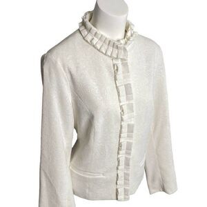 Chicos Ivory‎ Corduroy Paisley Carella Bouquet Snap Closure Jacket Sz 1 or M 8